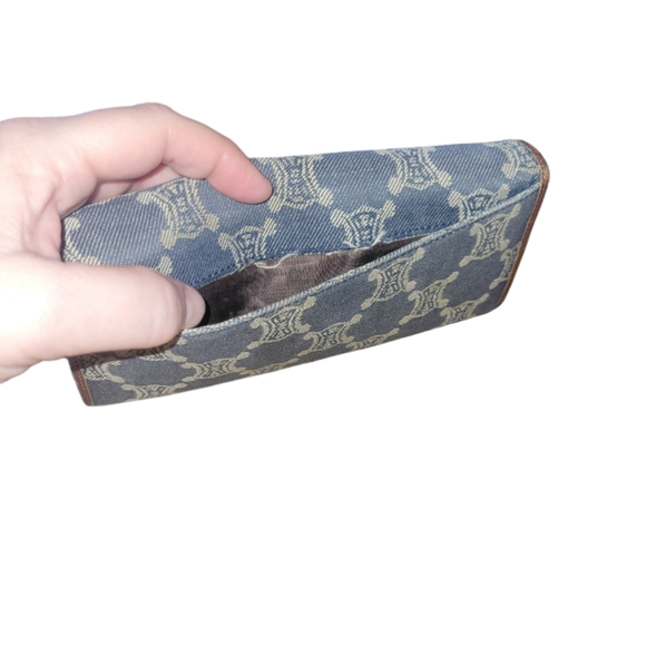 Celine Triomphe Vintage Macadam Denim and Leather Continental Wallet - Picture 10 of 13